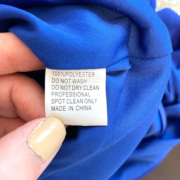 Mac Duggal One Shoulder Ruffle Mini Dress 55286 Royal Blue Size 8 New - Picture 14 of 14